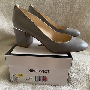 Nine West grey mid-heel dress pumps, size 5.5M